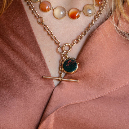 Dual Sided Spinner Pendant with Bloodstone & Carnelian