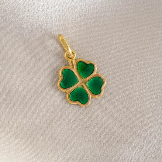 18k Enamel Four Leaf Clover Charm