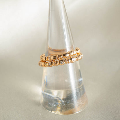 18k Rose Gold Bamboo Stacking Band With Diamonds