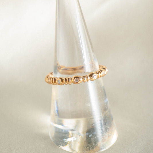 18k Rose Gold Bamboo Stacking Band With Diamonds