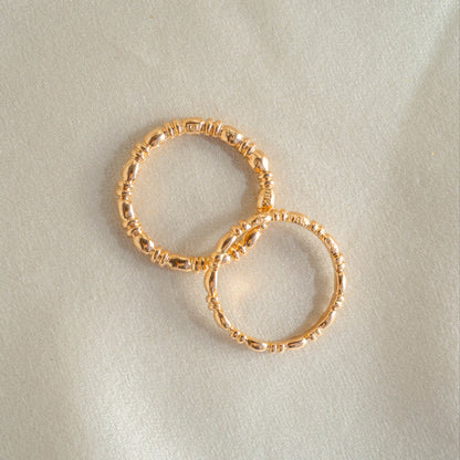 18k Rose Gold Bamboo Stacking Band With Diamonds