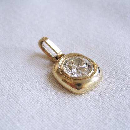 Stunning Custom 14K Yellow Gold Diamond Solitaire Pendant