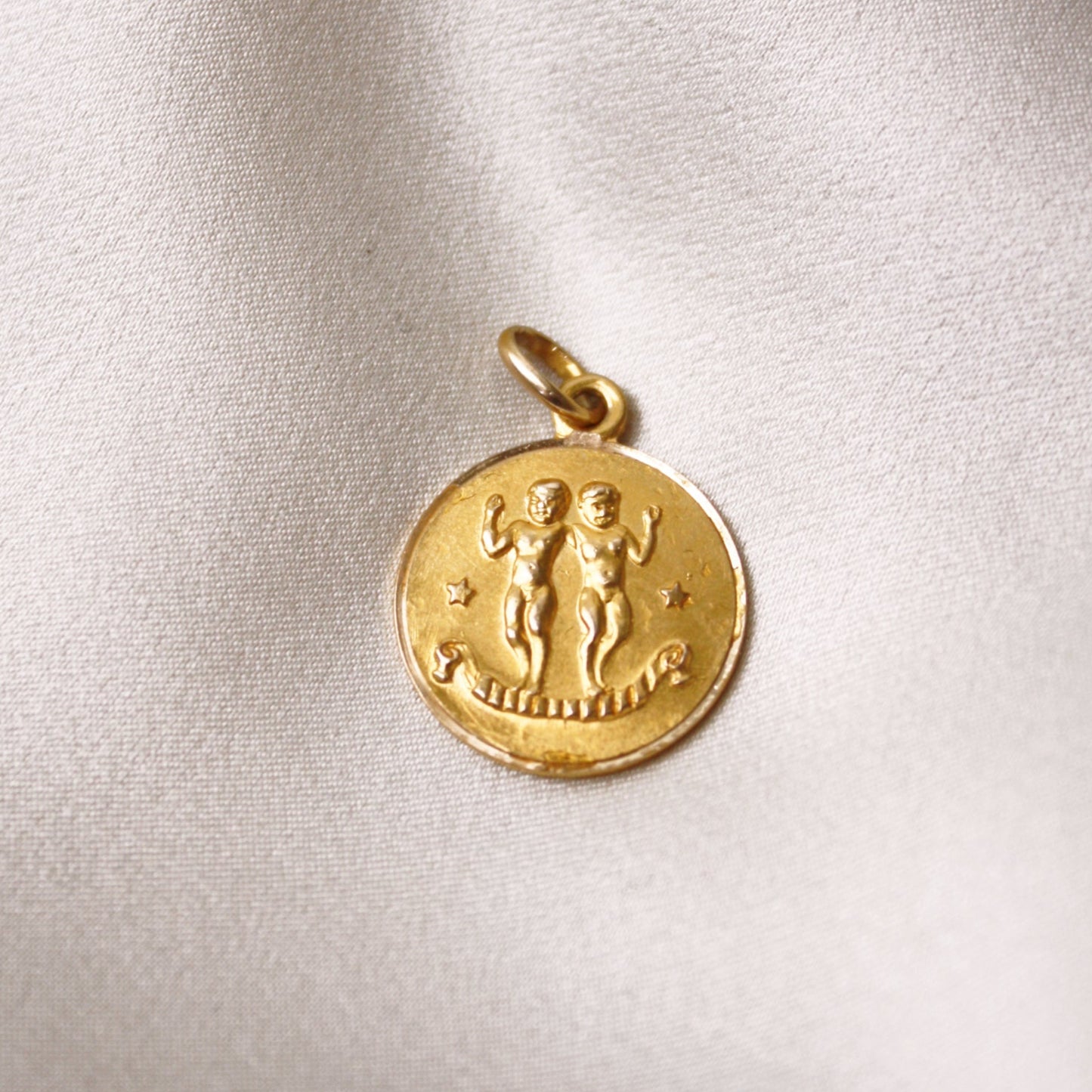 Minimalist 14K Italian Gemini Zodiac Pendant