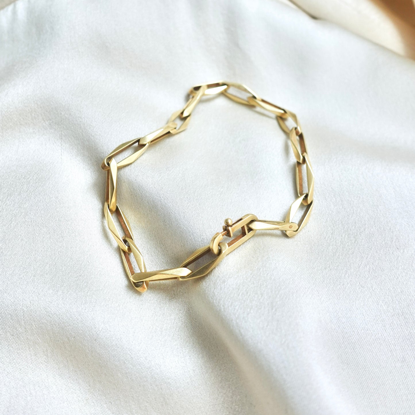 Dutch 14k Beveled Biker Link Bracelet
