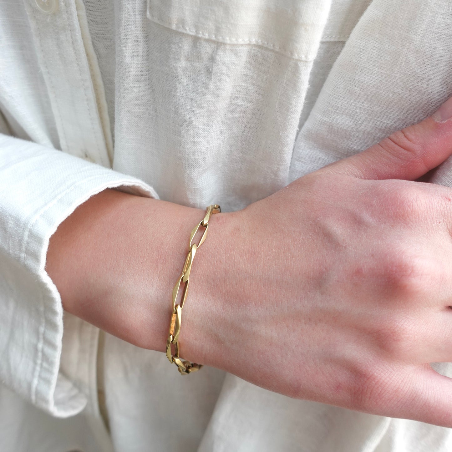 Dutch 14k Beveled Biker Link Bracelet