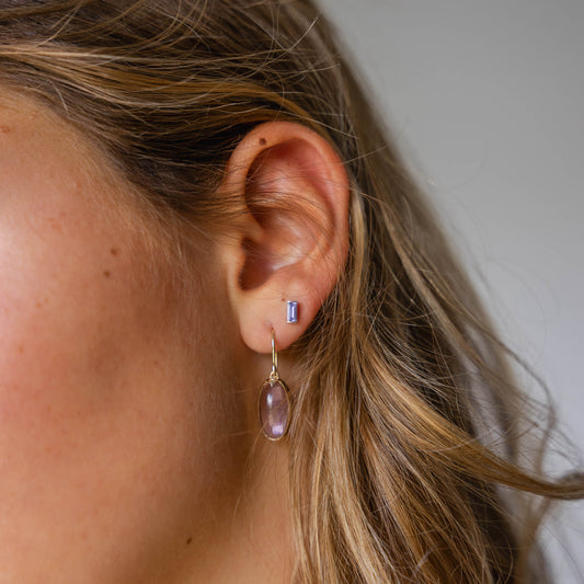 Water Droplets Amethyst Cabochon Earrings