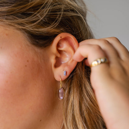 Water Droplets Amethyst Cabochon Earrings