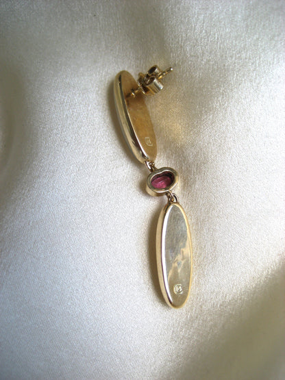One-of-a-Kind 14K Moonstone & Pink Tourmaline Drop Earrings