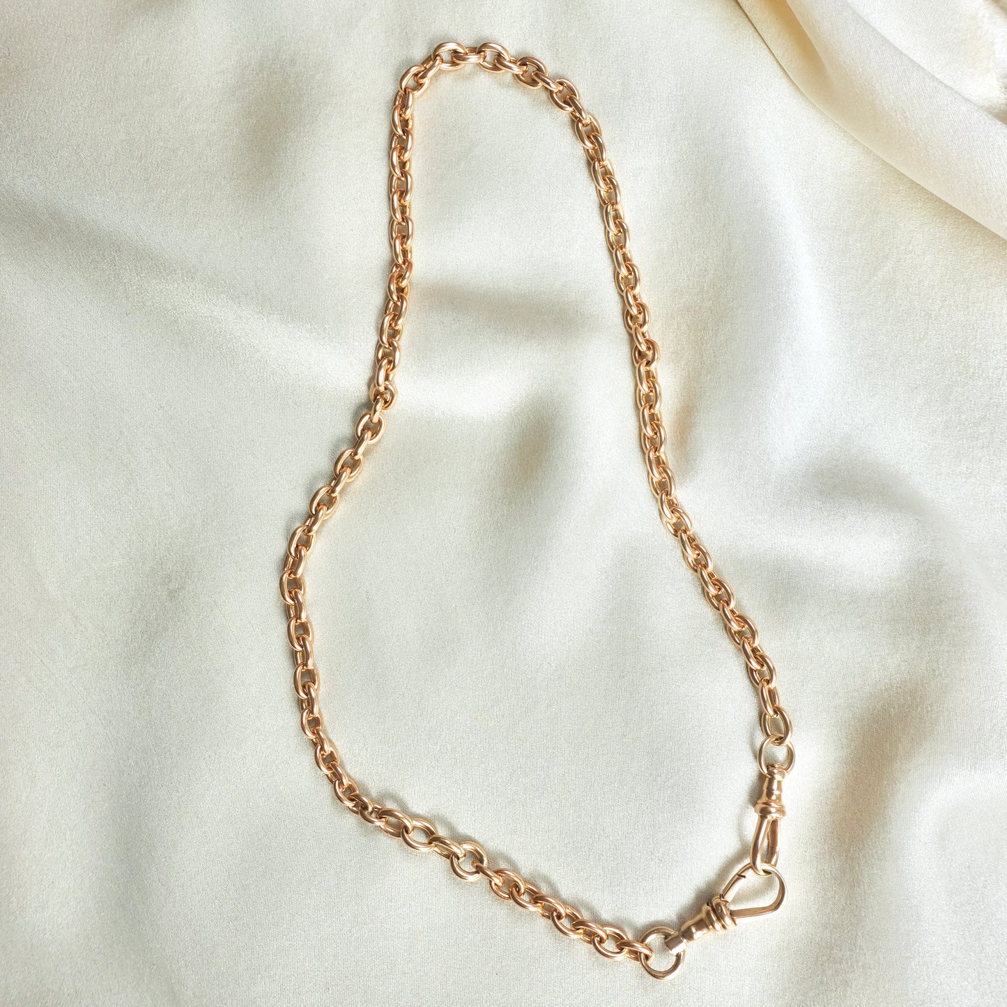 Antique 14K Gold Rolo Pocket Watch Chain | 16 Inch Necklace