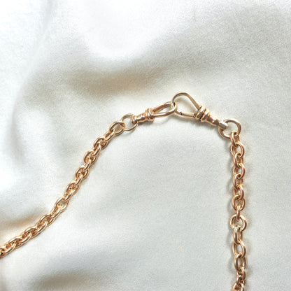 Antique 14K Gold Rolo Pocket Watch Chain | 16 Inch Necklace
