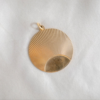 14k Round Sunburst Medallion Pendant
