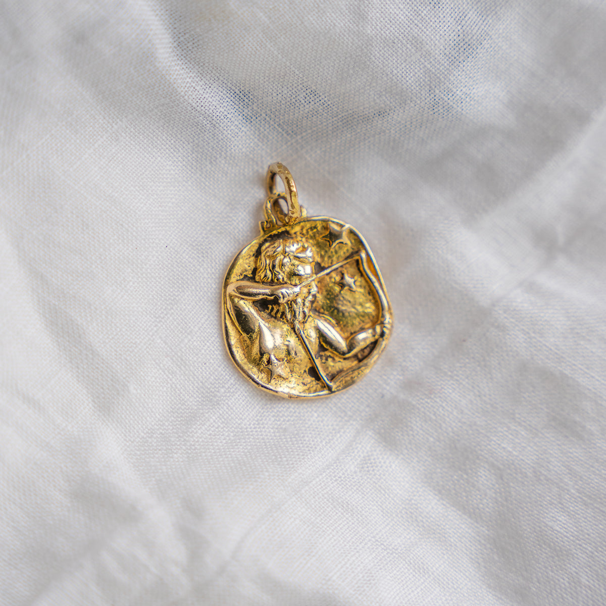 Vintage 1970's 14k Large Brutalist Sagittarius Charm Pendant