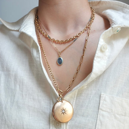 Antique 14K Gold Rolo Pocket Watch Chain | 16 Inch Necklace