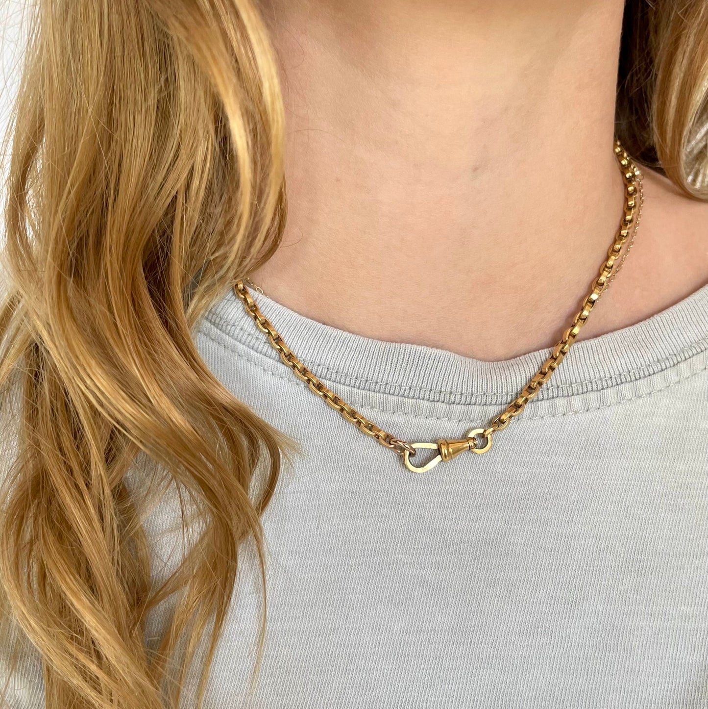Vintage 14K Square Cable Pocket Watch Chain