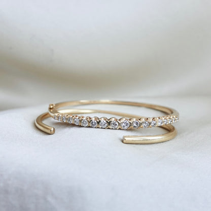 18K Yellow Gold Secret Diamond Cuff Bracelet