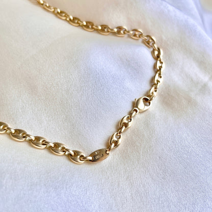 18K Italian Solid Mariner Link Chain – 20 Inches