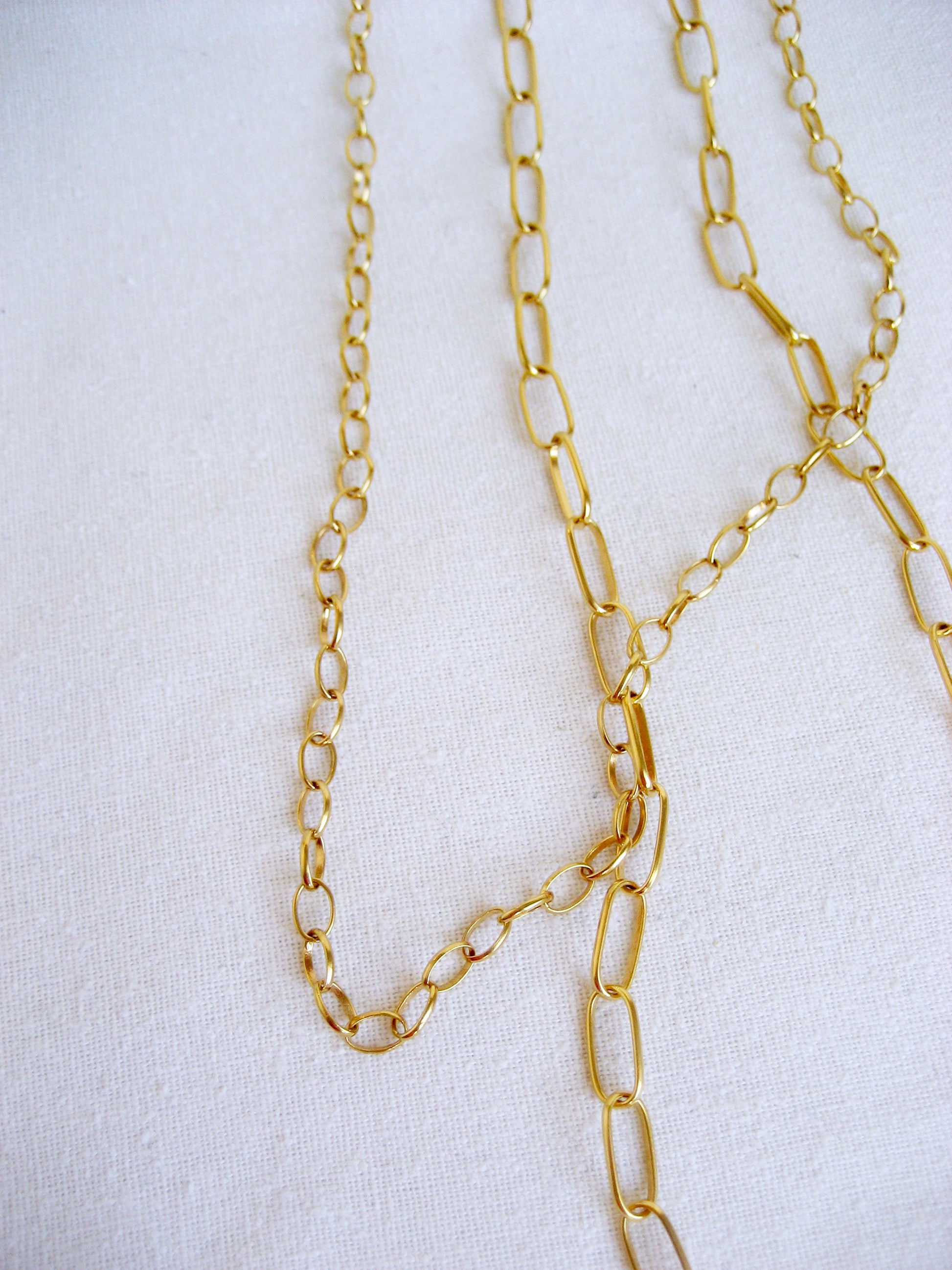 shot of large and small oval cable chain  styles