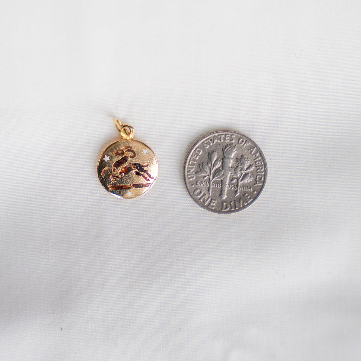 Petite 18k solid gold Aries Ram Enamel Zodiac Pendant Charm