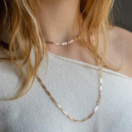 18K Rose Gold Italian Station Chain in 26”