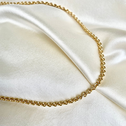 Italian 18K Yellow Gold Classic Round Rolo Cable Chain – 30 Inches