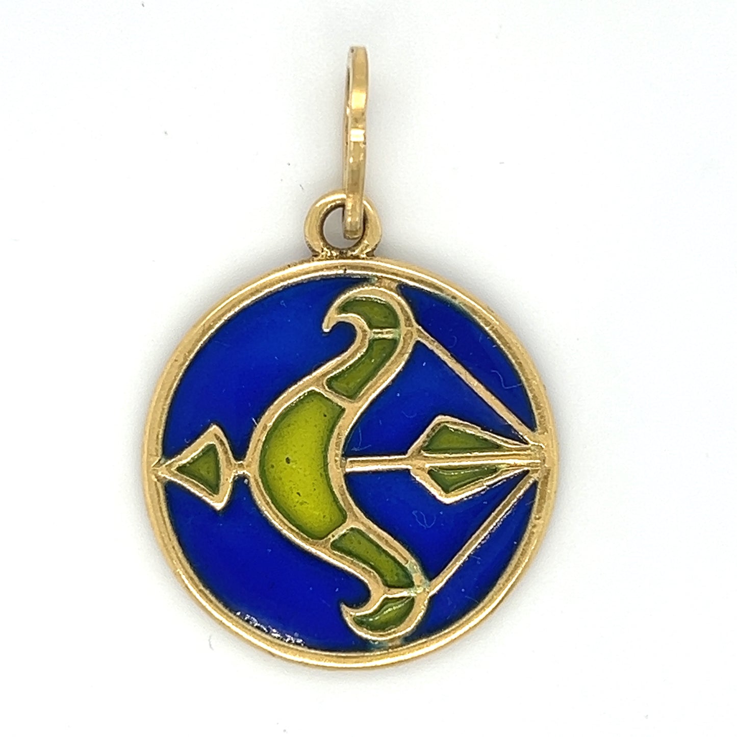 French 18k Colbalt Blue Plique á Jour Sagittarius Pendant