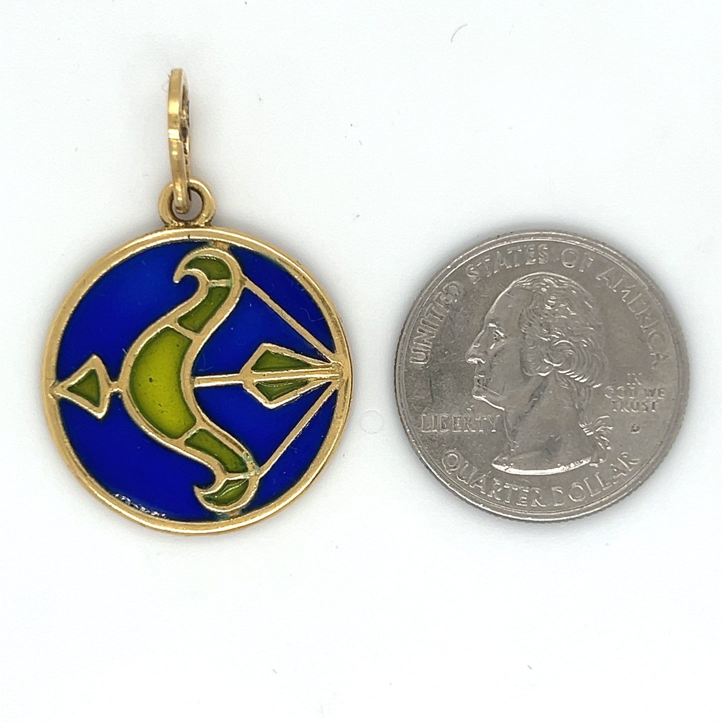 French 18k Colbalt Blue Plique á Jour Sagittarius Pendant