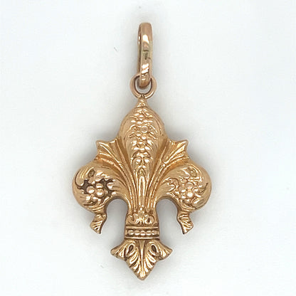 18k Italian Fleur de Lis Pendant  Charm