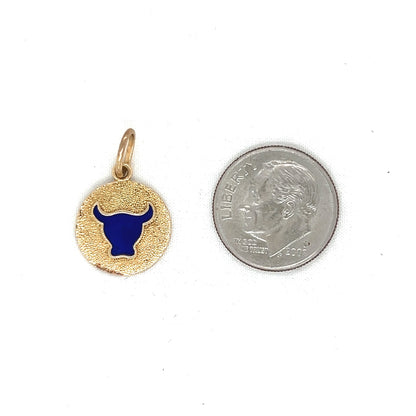 Petite Italian 18k Blue Enamel Double-Sided Taurus Pendant