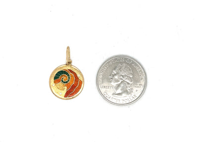 Gorgeous 60s 18k Enamel Aries Pendant