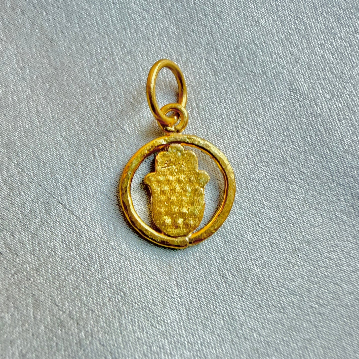 24K petite gold Hamsa Pendant with Diamonds