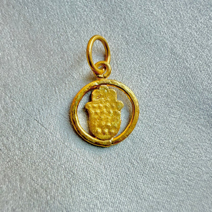 24K petite gold Hamsa Pendant with Diamonds