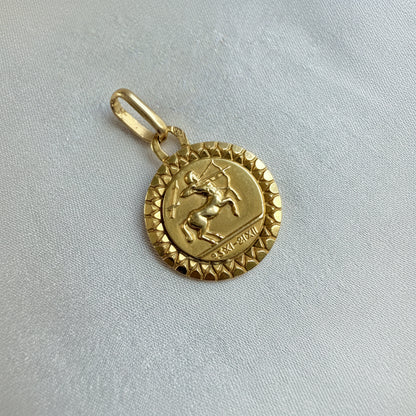 French Petite 18K Sagittarius Zodiac Medallion