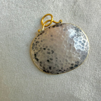 24K Mother of Pearl Pendant with Diamond and Silver Athenas Owl