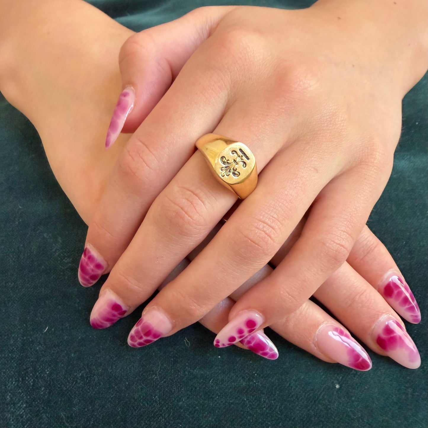 Antique Fleur De Lis Signet Ring in 18K