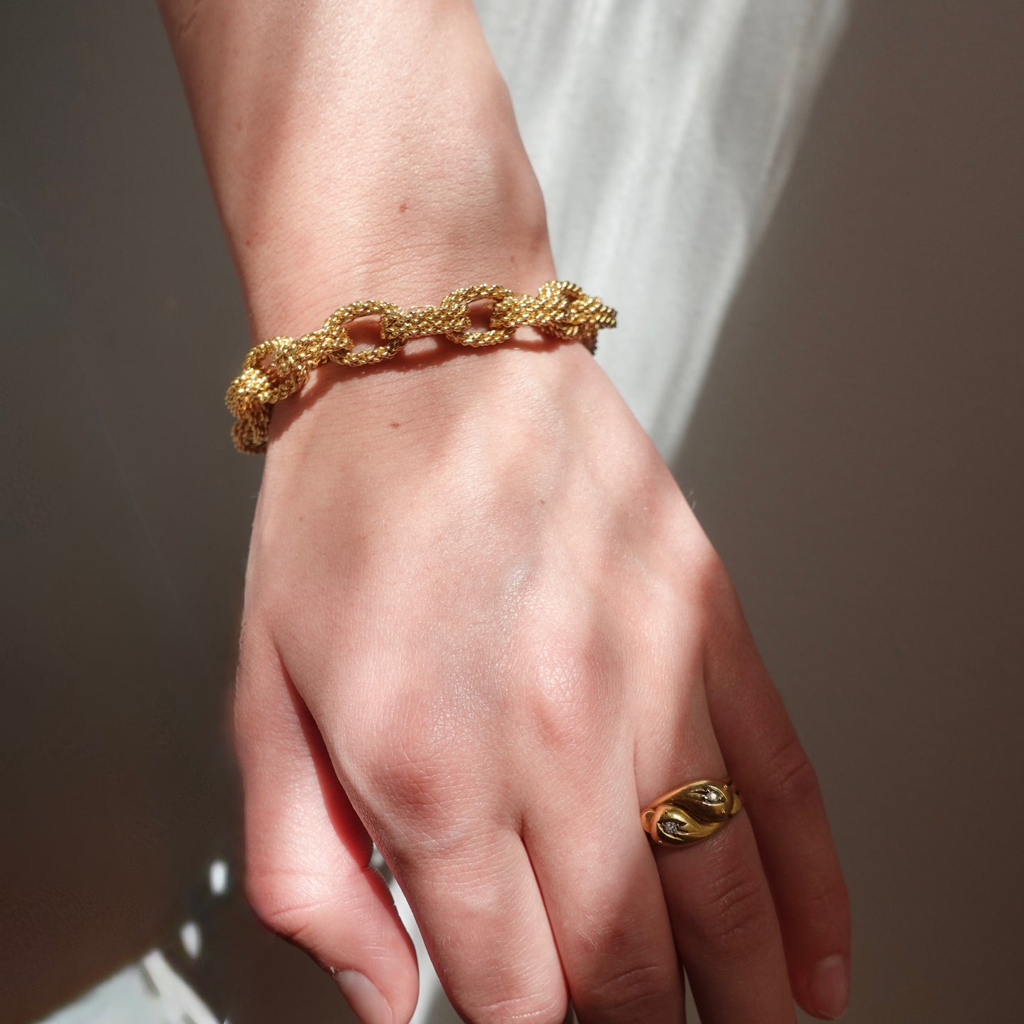 Torino: 1930s Italian Cable Link Gold Bracelet