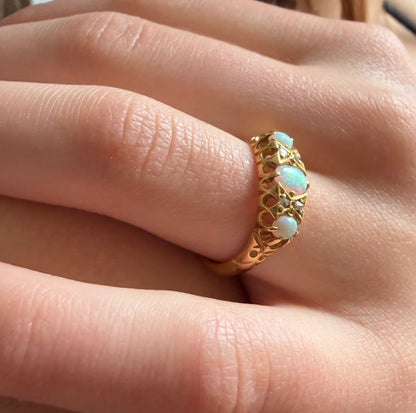 Victorian Opal Diamond Band in 18K