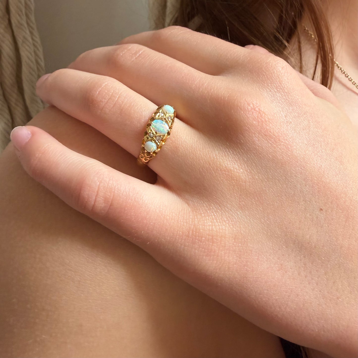 Victorian Opal Diamond Band in 18K