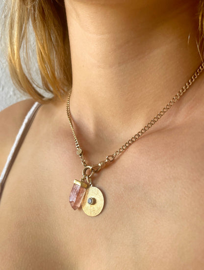 Imperial Topaz Crystal Pendant in 22K + 18K