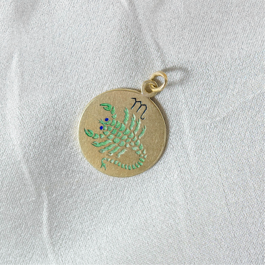 Petite 14k Yellow Gold Scorpio Medallion with Enamel