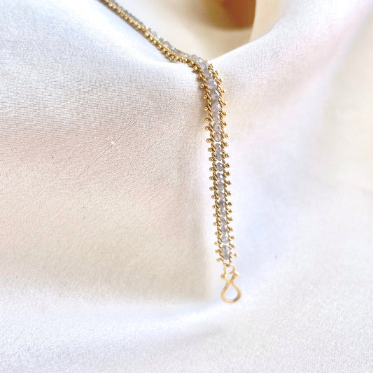 Handmade Gray Diamond Hand Woven Tennis Bracelet by Amali in 18K Yellow Gold