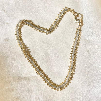 Handmade Gray Diamond Hand Woven Tennis Bracelet by Amali in 18K Yellow Gold