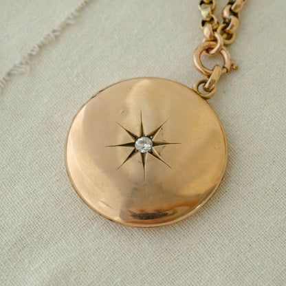 Victorian 14k Rose Gold Diamond Locket