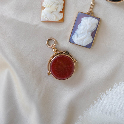 Dual Sided Spinner Pendant with Bloodstone & Carnelian