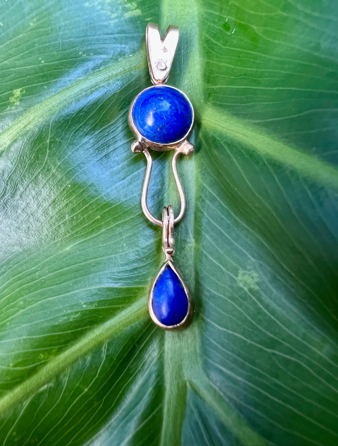 Vintage 14k Lapis Articulated Handmade Pendant