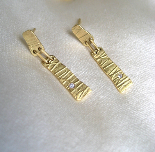 H. Stern Vintage 18k Matte Finish Earrings with Diamond Detail