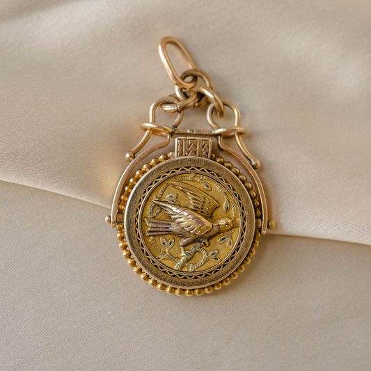 Antique 14k Soaring Bird Swivel Locket