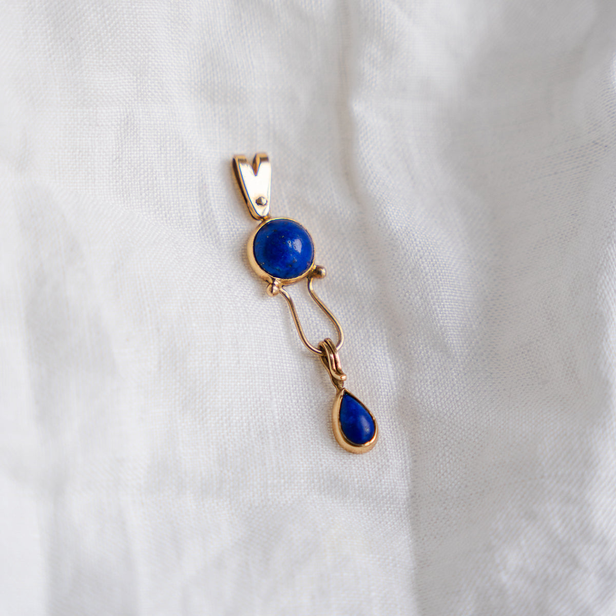 Vintage 14k Lapis Articulated Handmade Pendant