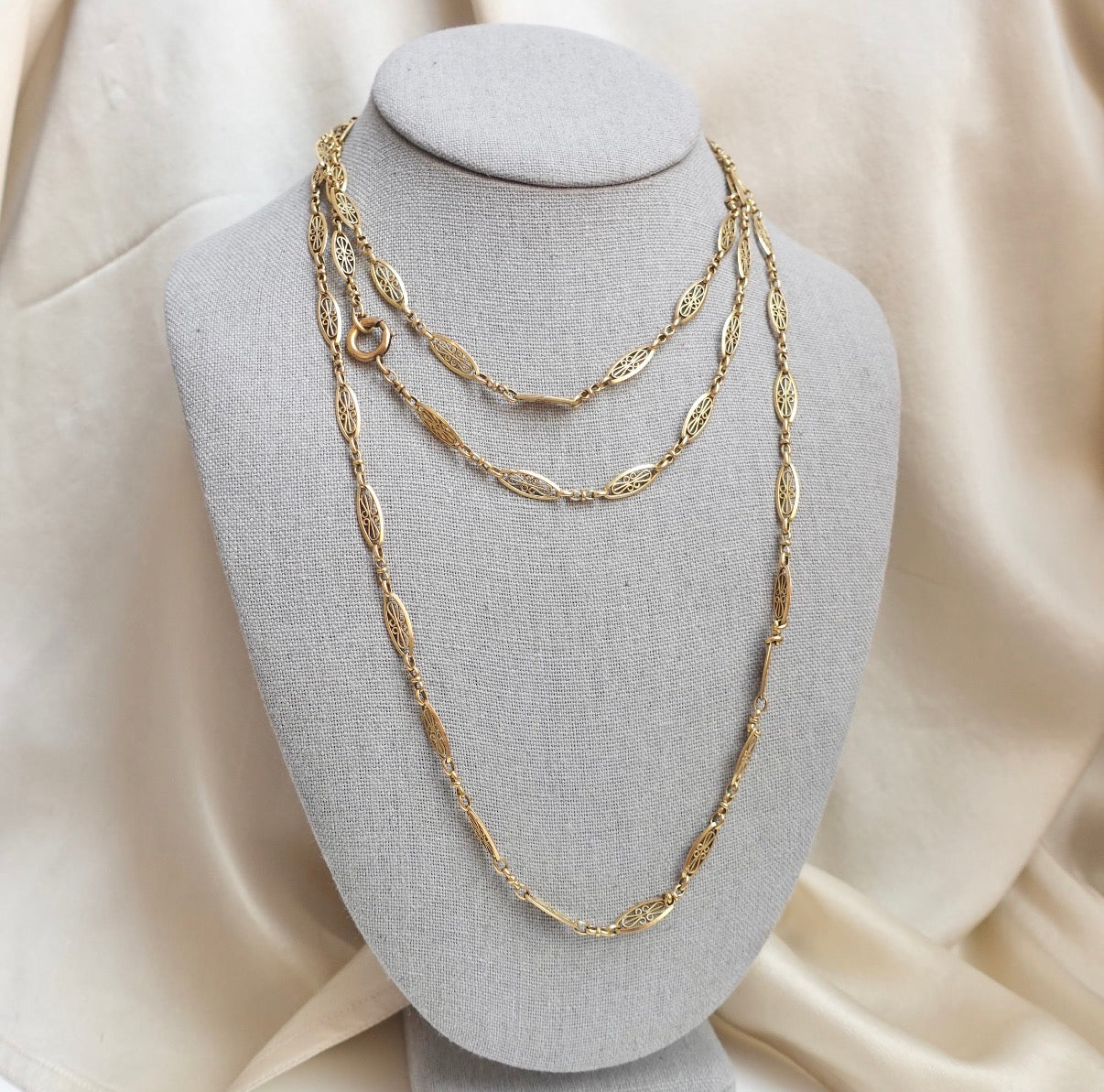 French 18K Gold Long Guard Chain