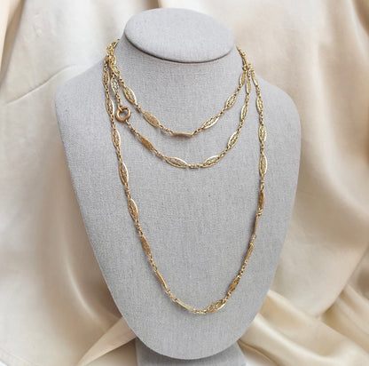 French 18K Gold Long Guard Chain