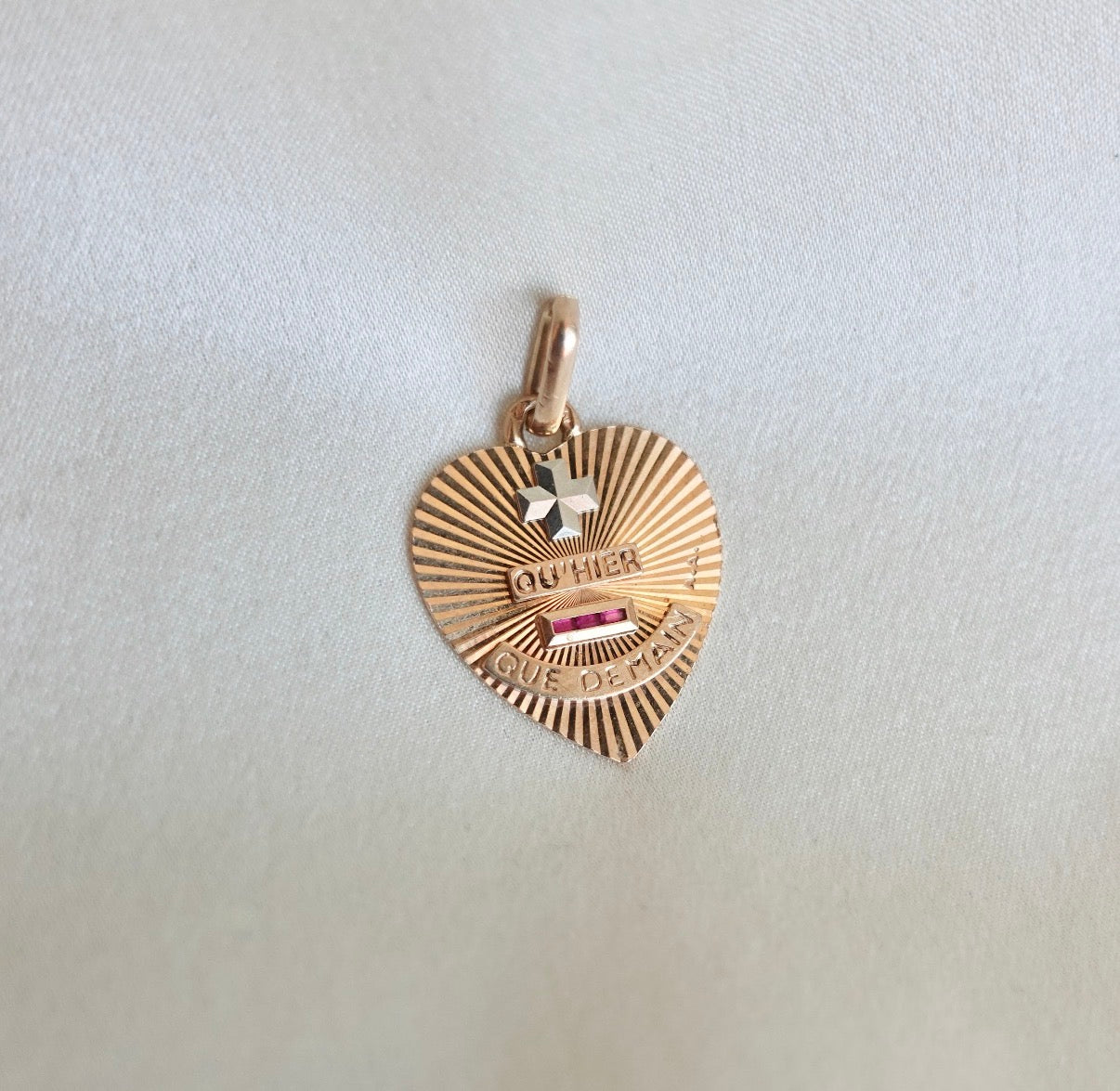 Heart-Shaped 18k French Love Medal